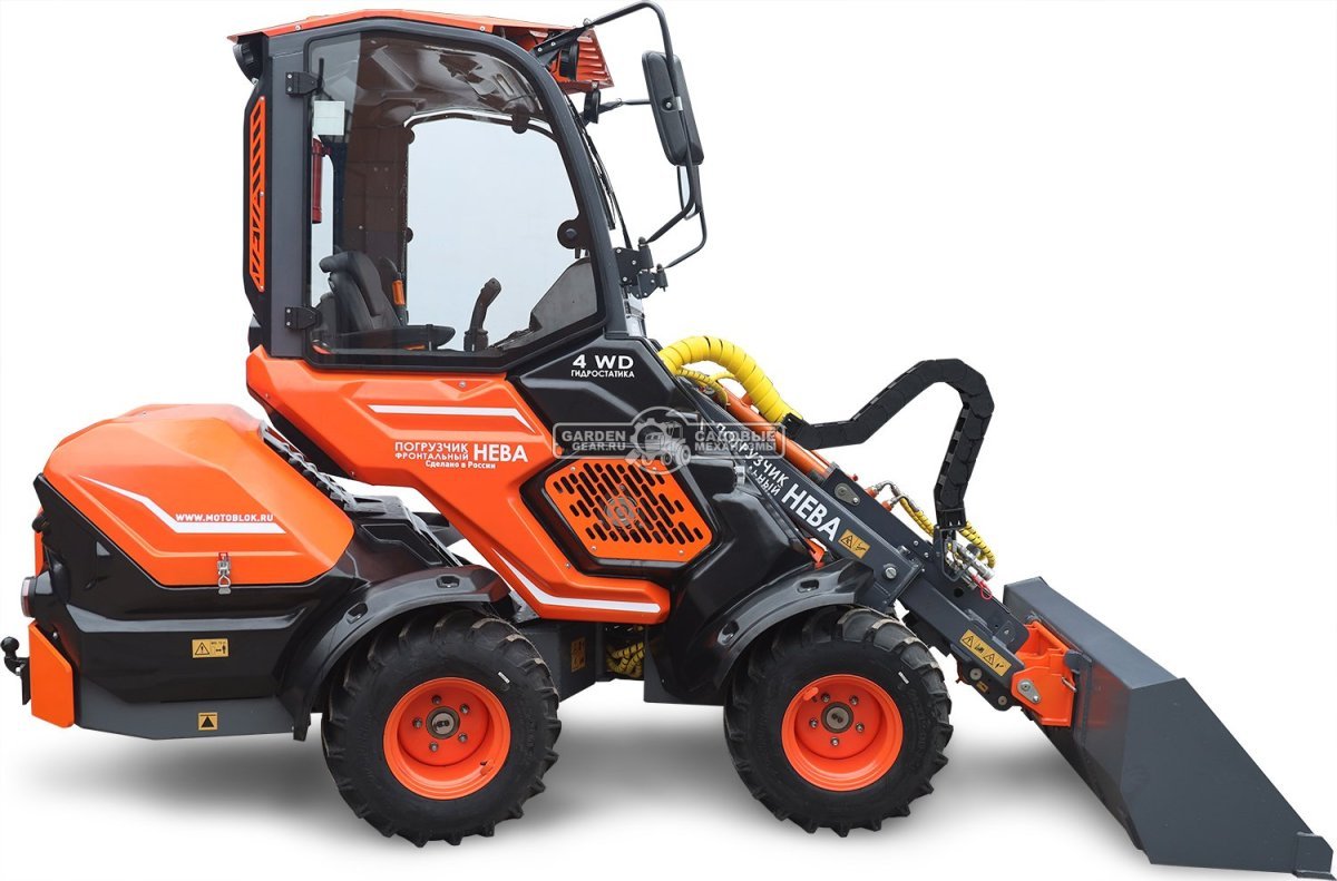 Фронтальный погрузчик Нева с кабиной (RUS, ММЗ-3LDT, 42 л.с., 60 л/мин, грузоподъемность 1200 кг, 2100 кг)