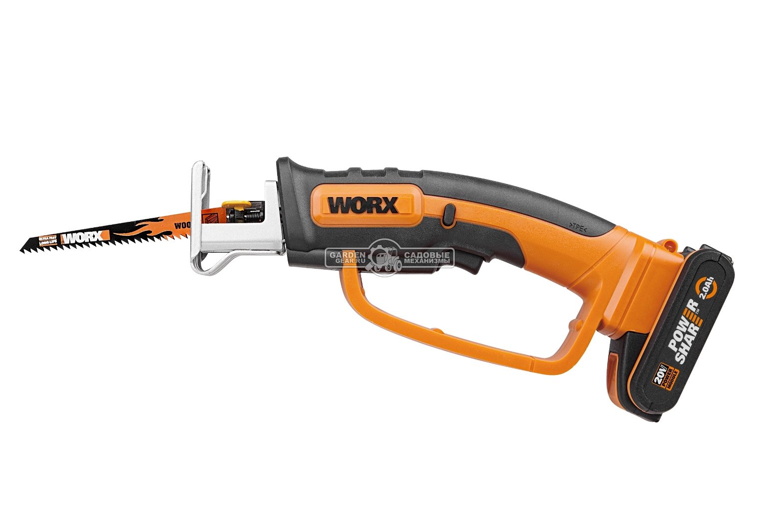 Сабельная пила аккумуляторная Worx WG894E.9 без АКБ и ЗУ (PRC, 20В, 16 мм, tool-less blade, 1.3 кг)