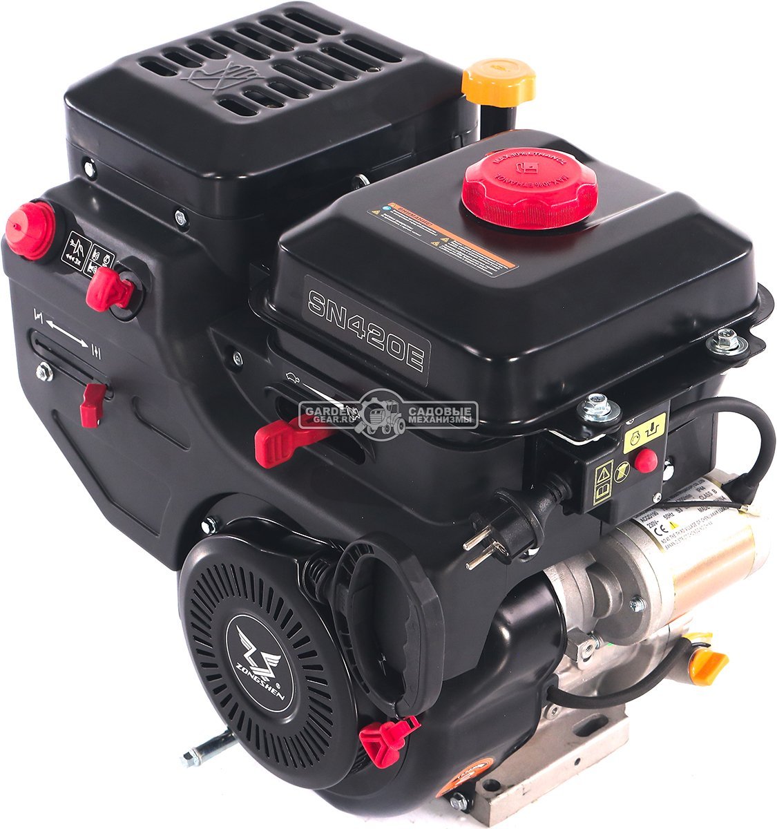 Бензиновый двигатель Zongshen SN 420 E Snow (15 л.с., 420 куб.см., D=25 мм, L=85 мм, катушка освещения 12В60Вт, электрический стартер 230В, 35 кг.)