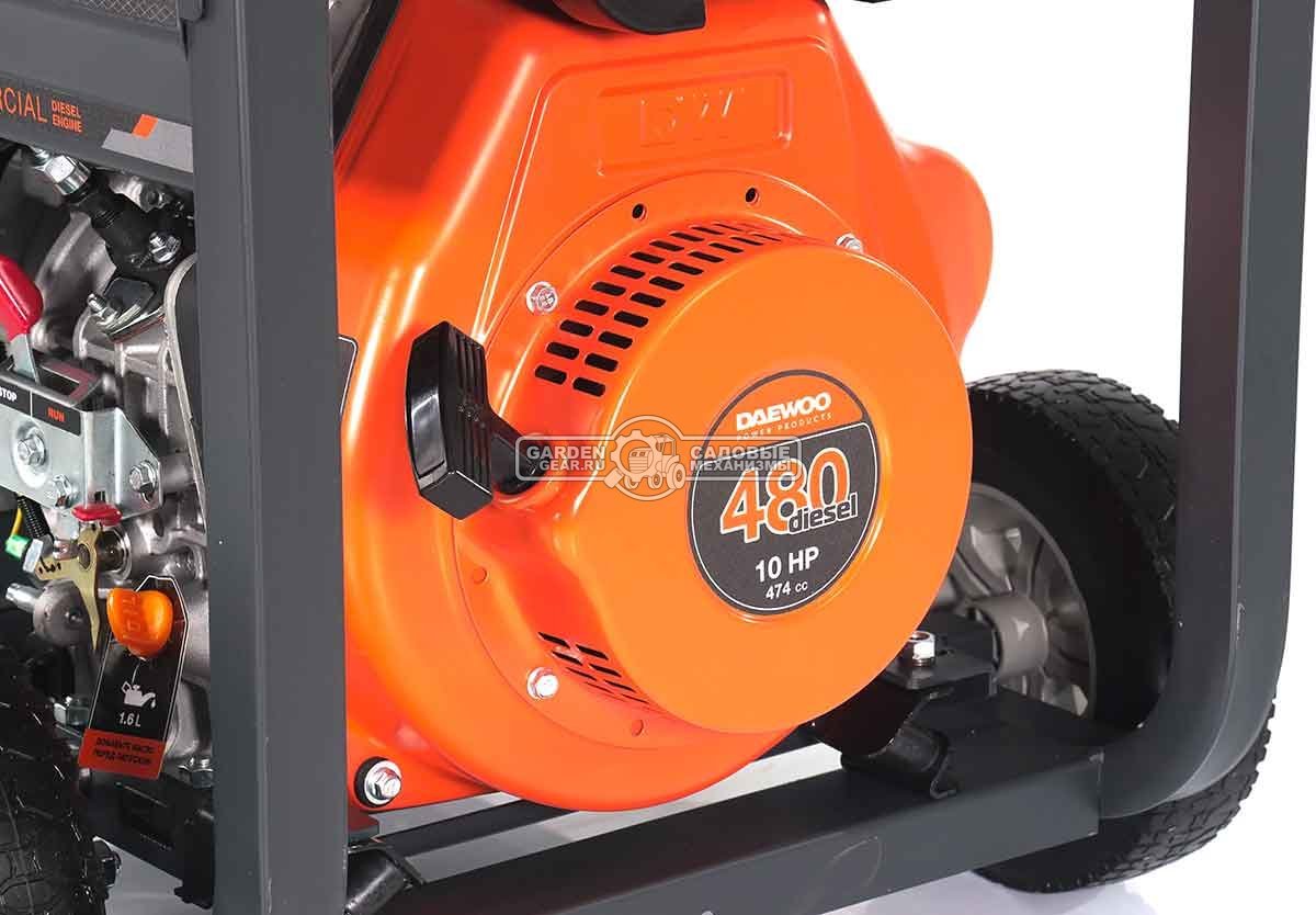 Дизельный генератор Daewoo DDAE 6000DXE-3 2024 двухрежимный 220/380 (PRC, 474 см3, 10 л.с., 6,0/6,5 кВт, электростарт, колеса, ATS, 18 л., 115 кг.)