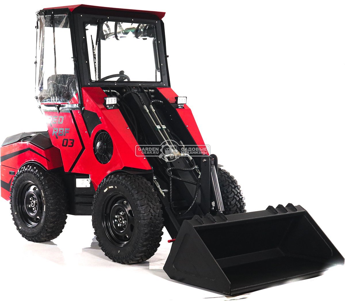 Мини-погрузчик шарнирно сочленённый RED RBF-03 тент + отопитель + джойстик Zongshen GB750EFI 30 л.с., грузоподъемность до 700 кг, ковш 150 л, 1270 кг.