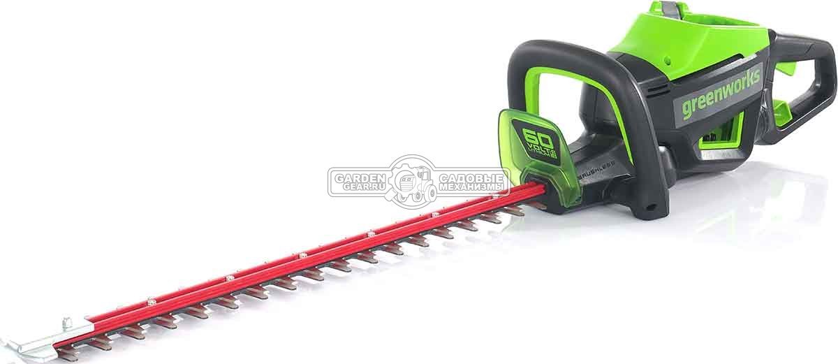 Кусторез аккумуляторный GreenWorks GD60HT66 без АКБ и ЗУ (PRC, BL 60В, 66 см, ветки до 28 мм, 3.2 кг)