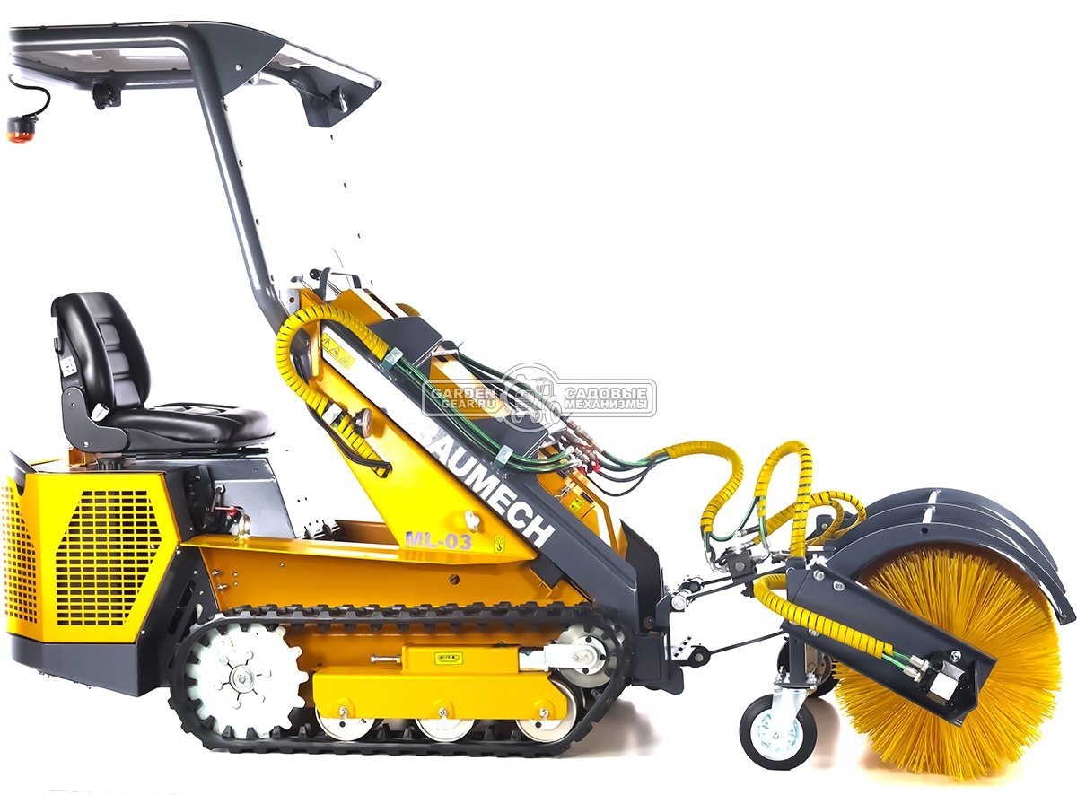 Универсальная машина мини-погрузчик Baumech ML-03 Pro + гидравлическая щётка 115 см. + каркас безопасности с двигателем Zongshen GB750 EFI инжектор