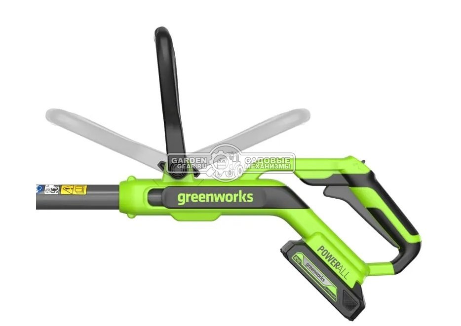 Триммер аккумуляторный GreenWorks G24LT301 без АКБ и ЗУ (PRC, 24В, леска 1.65 мм один выход + пласт. нож, телескопическая штанга, 2.4 кг)