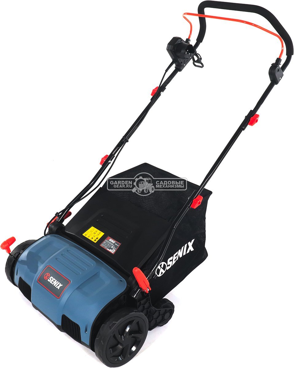 Вертикуттер - аэратор электрический Senix SCE16-L-EU (PRC, 1600 Вт, 38 см, ножи + пружины, пластик, 50 л, 8.1 кг)