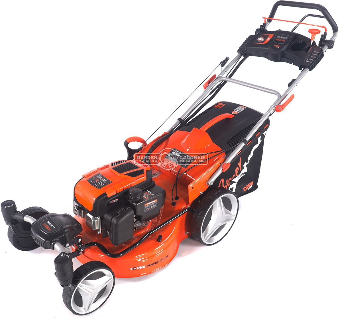 Газонокосилка бензиновая Daewoo DLM 5100SVRE с рояльными колесами и эл.запуском (PRC, 50 см, Daewoo 190 см3, вариатор, 70 л, сталь, 4 в 1, 35.4 кг)