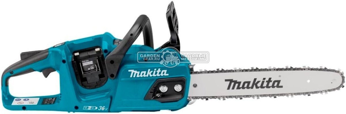 Пила аккумуляторная цепная Makita DUC355PT2 14&quot; с 2 АКБ 5 А/ч и ЗУ (PRC, LXT BL 2х18В, 3/8&quot;, 1.1 мм, 52Е, 4.3 кг)