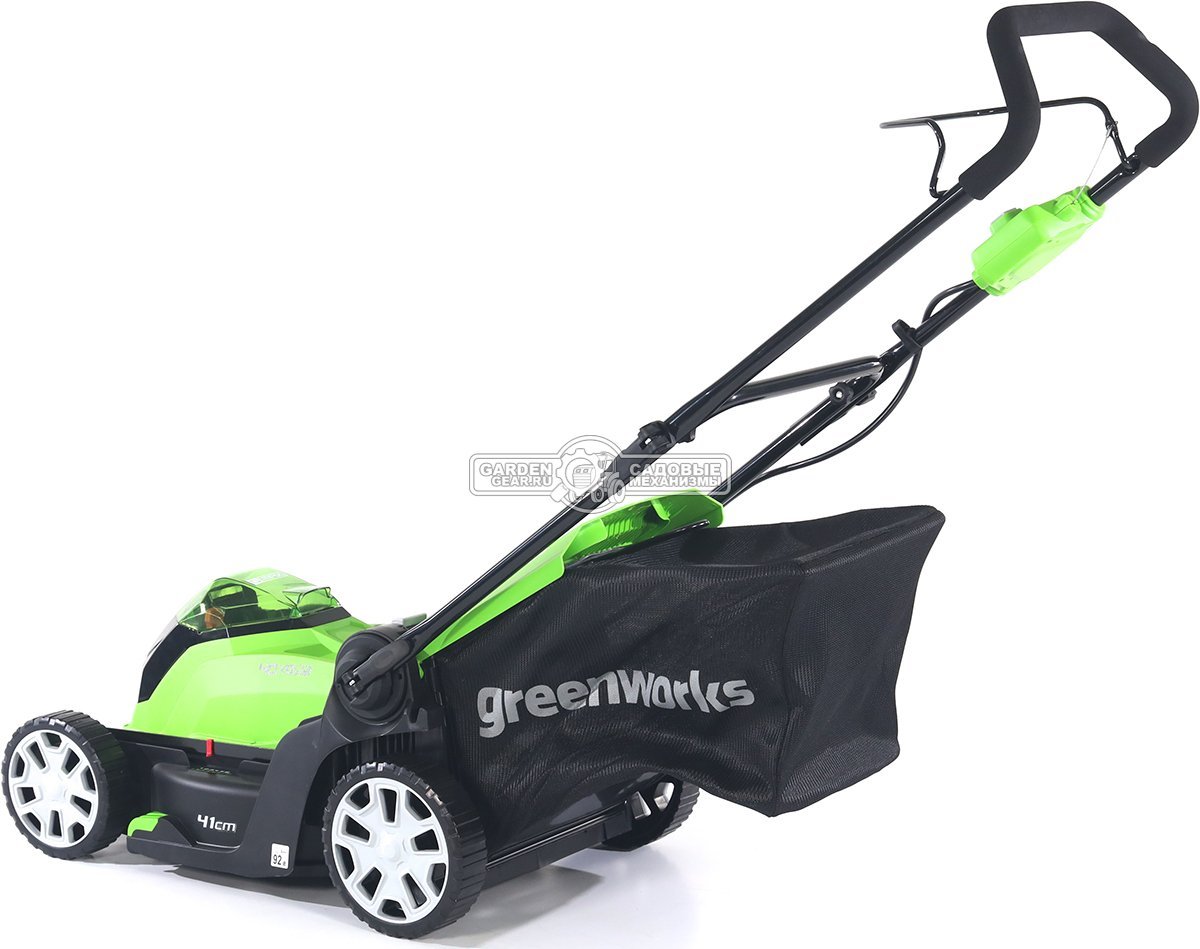 Газонокосилка аккумуляторная GreenWorks G40LM41 без АКБ и ЗУ (PRC, 40В, 41 см, пластик, мульчирование, 50 л, 18 кг, снята с производства)