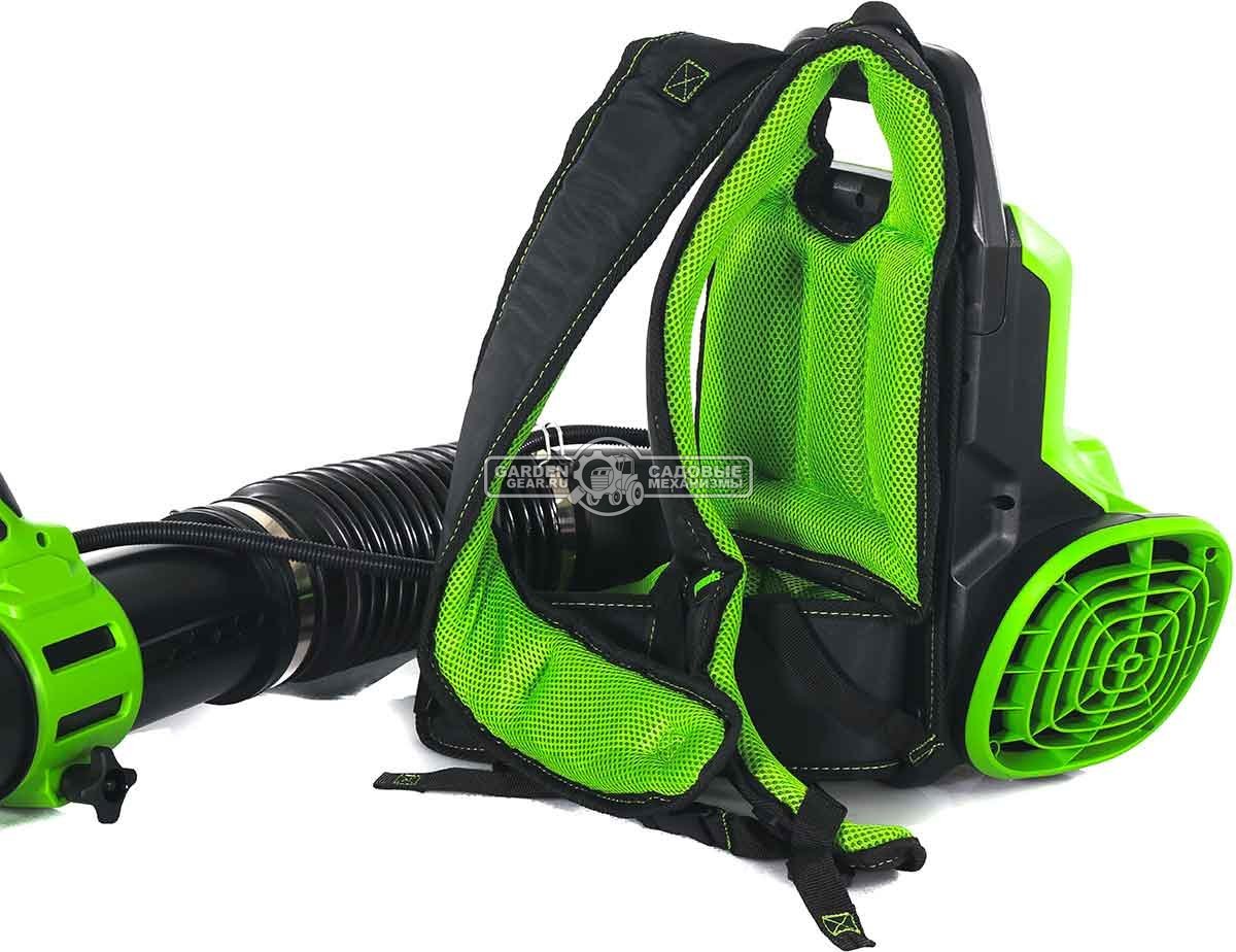 Воздуходувка аккумуляторная ранцевая GreenWorks АGD40BPG2 без АКБ и ЗУ (PRC, BL 40В, 281 км/ч, 20 м3\мин, Turbo режим)