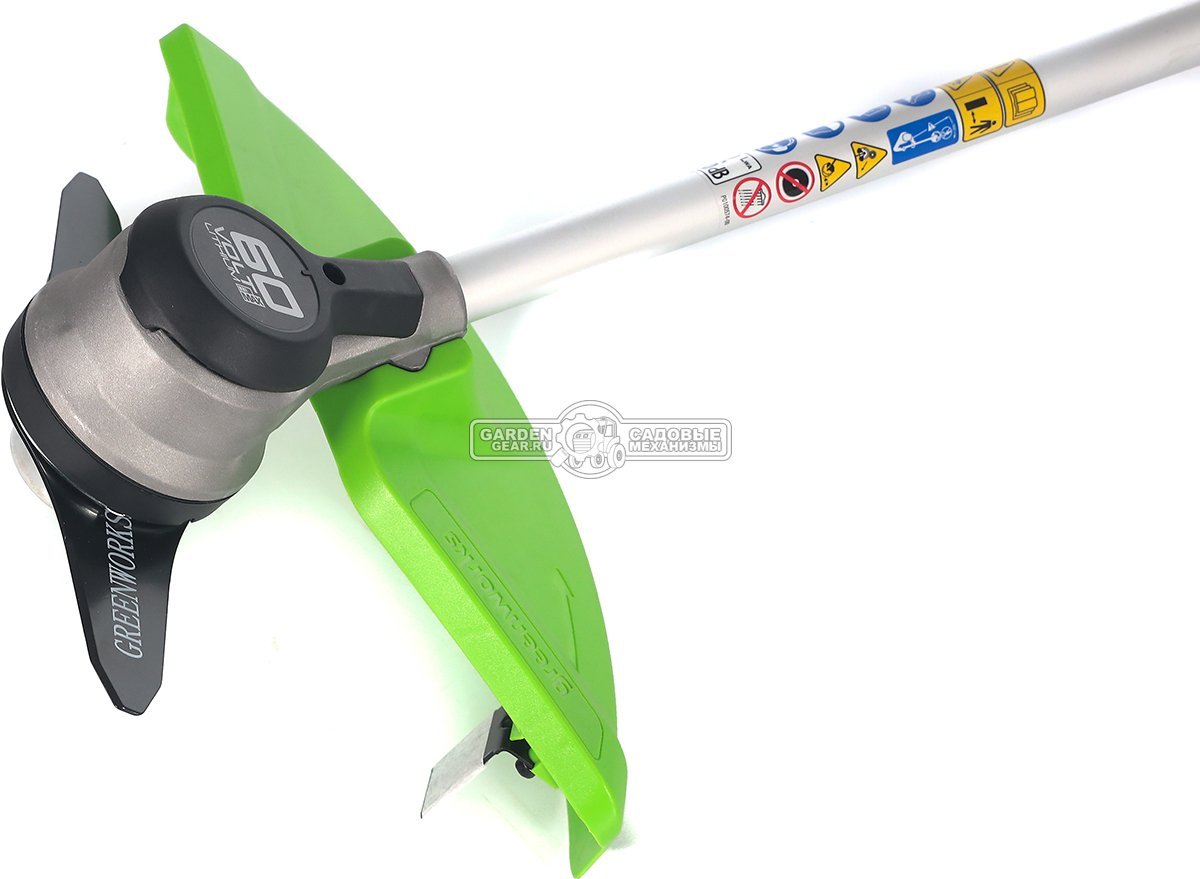 Мотокоса аккумуляторная GreenWorks GD60BCB без АКБ и ЗУ (PRC, BL 60В, нож 2Т + леска 2.0 мм, Т-рукоятка, 3.85 кг)