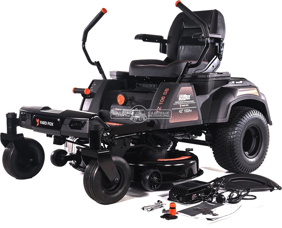 Садовый райдер Yard Fox TZ 106 SB аккумуляторный с нулевым радиусом разворота (PRC, 56В,100 Ач LFP/Li-ion, 106 см, LED-фара, 210 кг)