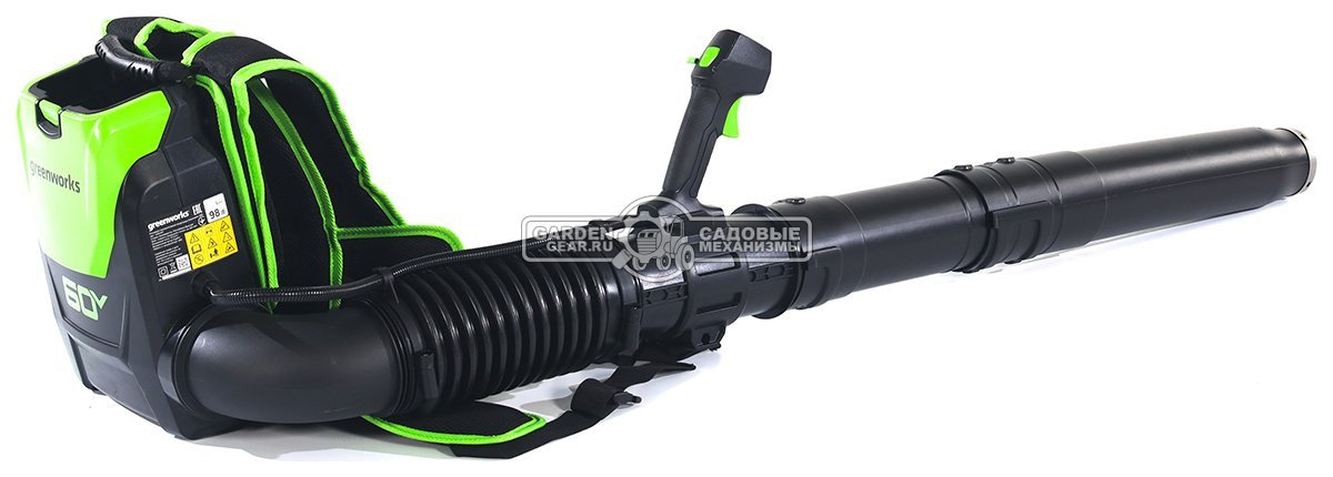 Воздуходувка аккумуляторная ранцевая GreenWorks GD60BPB без АКБ и ЗУ (PRC, BL 60В, 225 км/ч, 15 м3/мин, 3.8 кг)