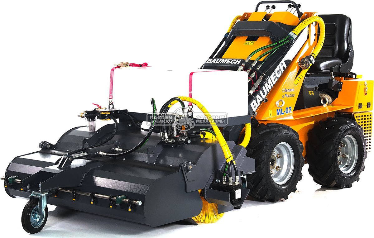 Щетка бункерная Baumech с системой орошения ширина 110 см., объем бункера 100 л., выгрузка гидравлическая, диаметр 400 мм., 180 кг.