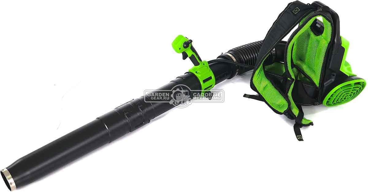Воздуходувка аккумуляторная ранцевая GreenWorks АGD40BPG2 без АКБ и ЗУ (PRC, BL 40В, 281 км/ч, 20 м3\мин, Turbo режим)