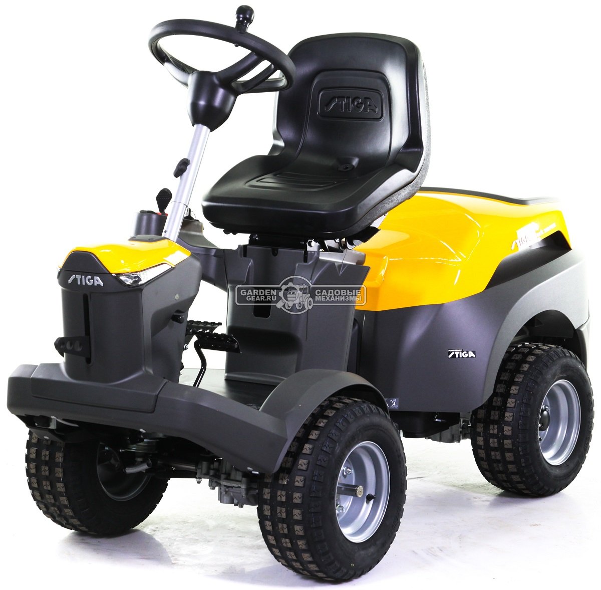 Садовый райдер Stiga Park Compact 340 PWX 4WD без деки (ITA, Stiga ST550 V-Twin, 586 куб.см, полный привод, гидростатика, 226 кг.)