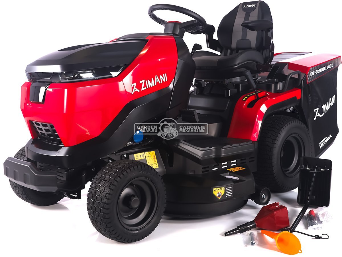 Садовый трактор ZimAni TC242HVD (PRC, Honda 688 куб.см., гидростатика, дифференциал, травосбор. 320 л, шир. кошения 107 см, LED панель, 195 кг)
