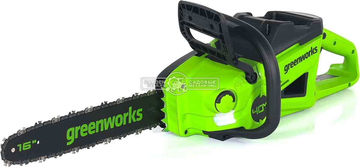 Пила аккумуляторная цепная GreenWorks GD40CS20X 16" c АКБ 4 А/ч и ЗУ (PRC, BL 40В, 3/8"-1.1-56E, 4.2 кг)
