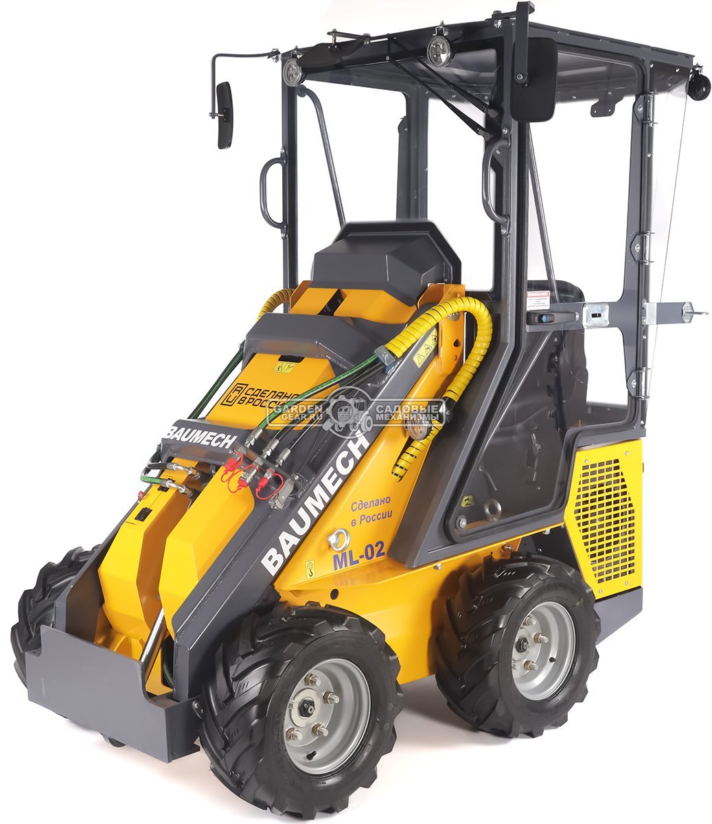 Универсальная машина мини-погрузчик Baumech ML-02 Pro с зимней кабиной с двигателем Zongshen GB750 EFI V-Twin инжектор
