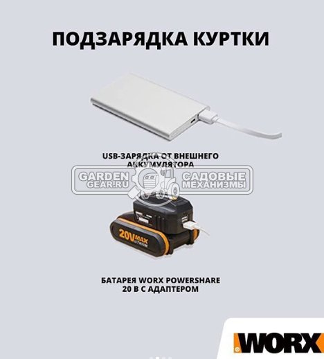 Толстовка с подогревом Worx WA4660, серая, снята с производства