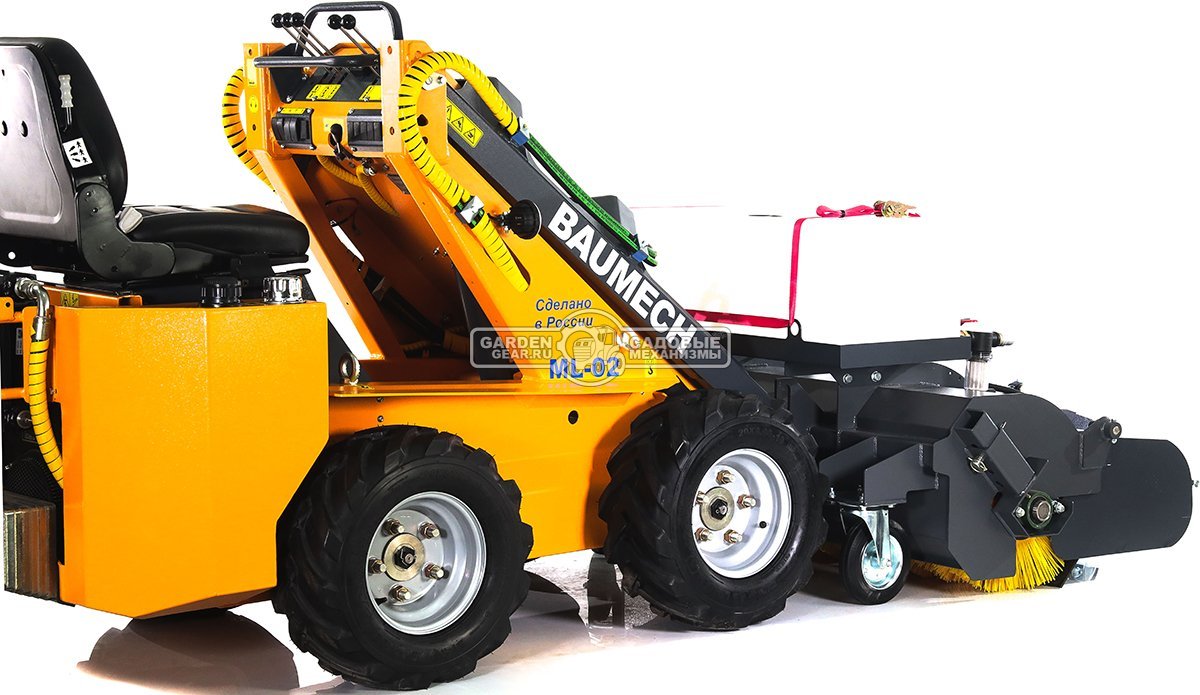 Щетка бункерная Baumech с системой орошения ширина 110 см., объем бункера 100 л., выгрузка гидравлическая, диаметр 400 мм., 180 кг.