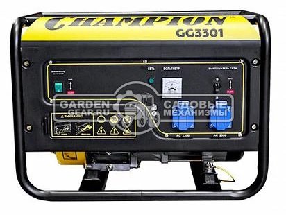 Бензиновый генератор Champion GG3301 (PRC, Champion, 223 см3/6.0 л.с., 2.8/3.1 кВт, 15 л., 46 кг)