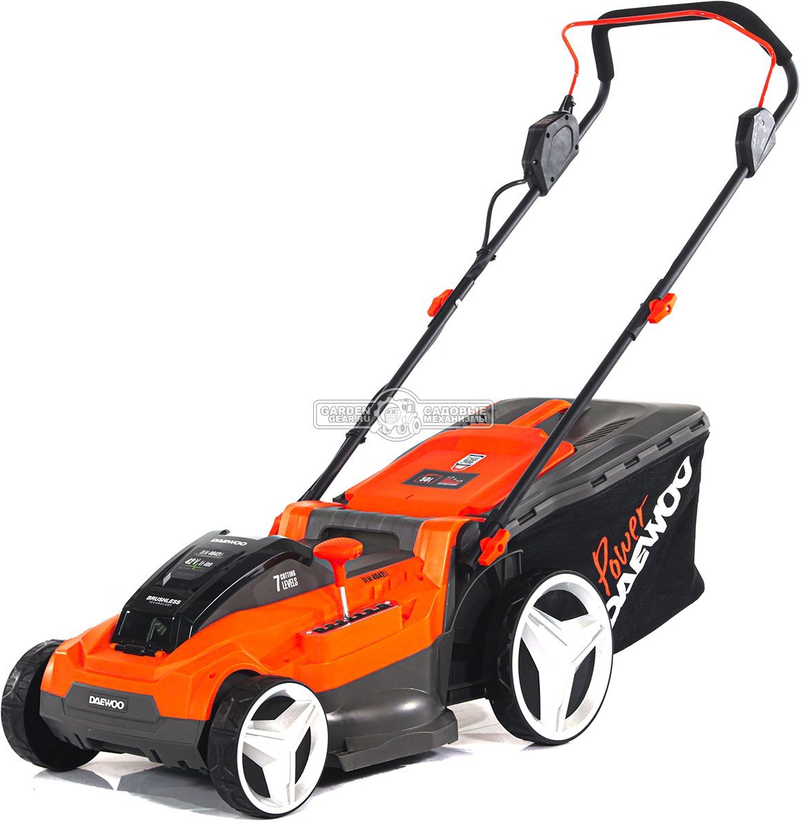 Газонокосилка аккумуляторная Daewoo DLM 4042Li SET с 2 АКБ 5 А/ч и ЗУ (PRC, 40 см, BL 2x21В, пластик, мульчирование, 50 л, 13.2 кг)
