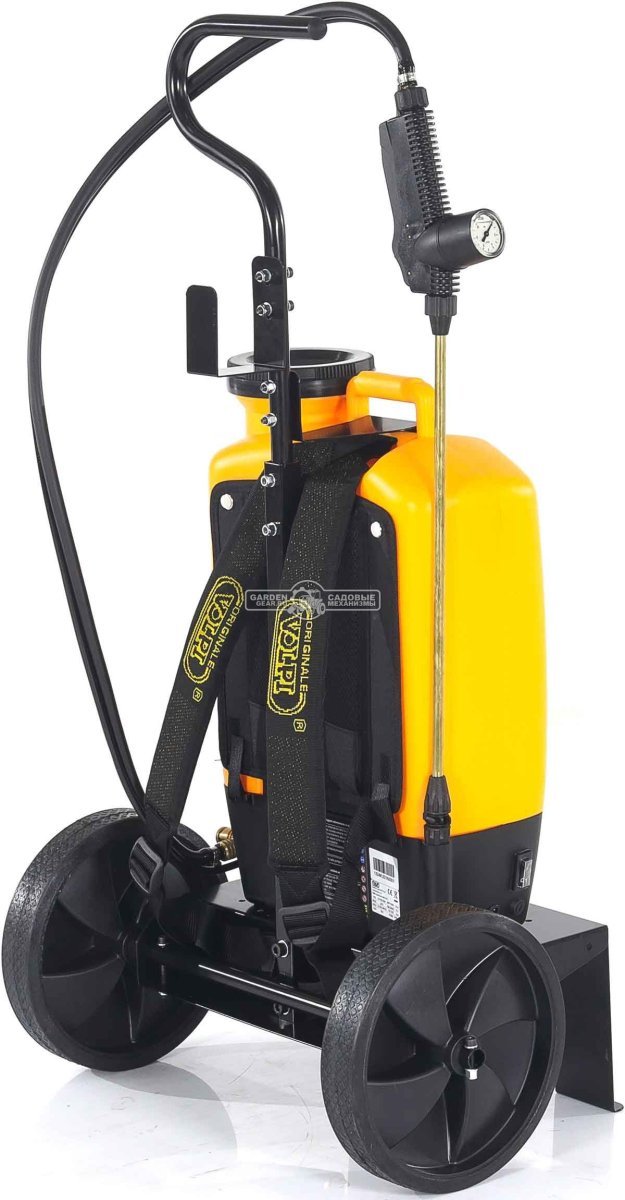 Опрыскиватель аккумуляторный Volpi Elettrolithium 10 BAR 15L CAR с тележкой (ITA, Li-Ion 12В, 8 А/ч, 15 л, 10 Бар, 14 кг)