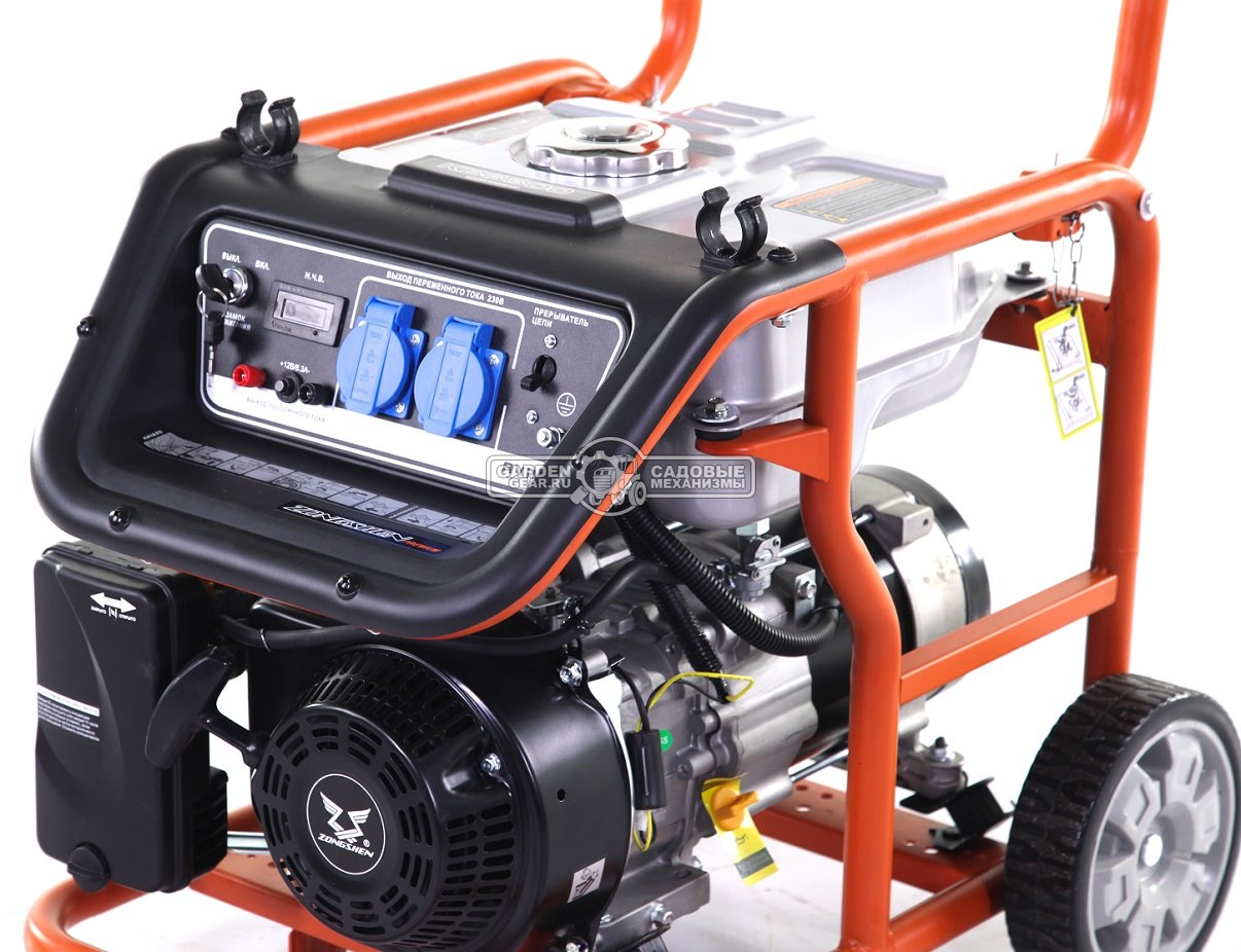 Бензиновый генератор Zongshen Premium KB 3300 (PRC, 208 см3, 2.8/3.0 кВт, 15 л, колеса, 48 кг)