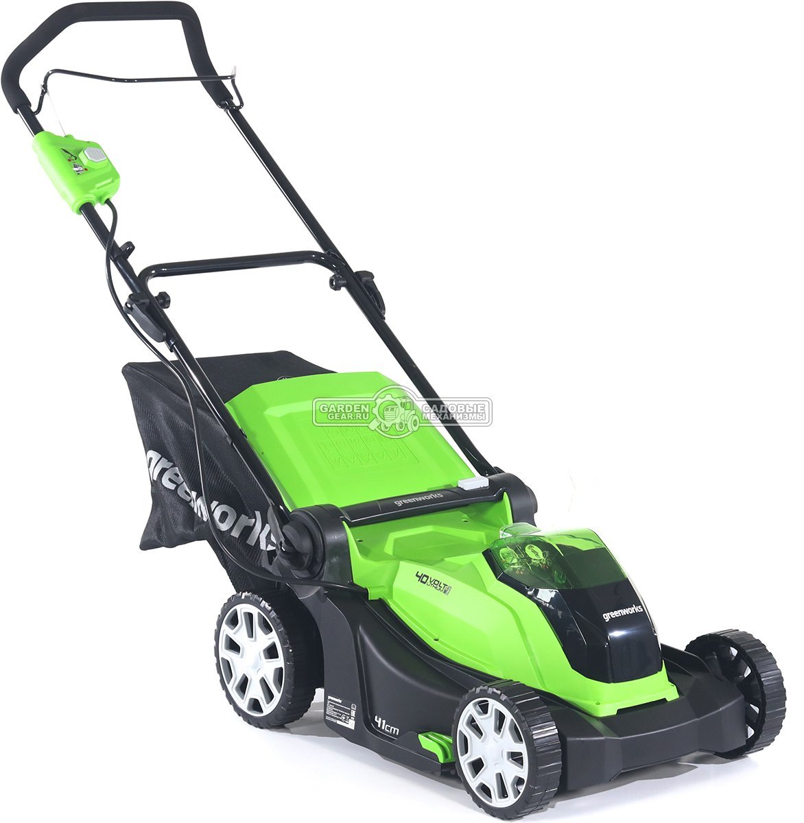 Газонокосилка аккумуляторная GreenWorks G40LM41 без АКБ и ЗУ (PRC, 40В, 41 см, пластик, мульчирование, 50 л, 18 кг, снята с производства)