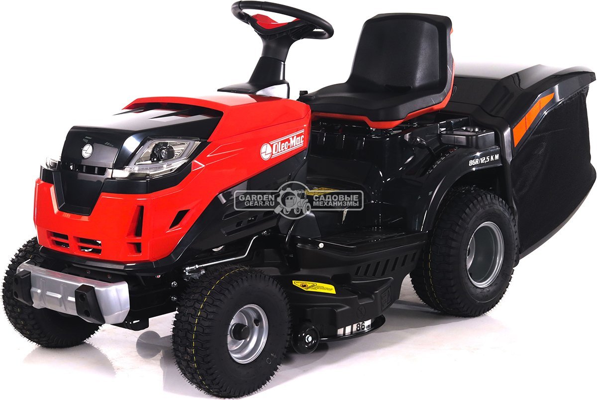 Садовый трактор Oleo-Mac OM 86R/12,5 К M (PRC, Emak K 1250 AVD, 413 см3, 86 см., механика, травосборник 300 л., 190 кг.)