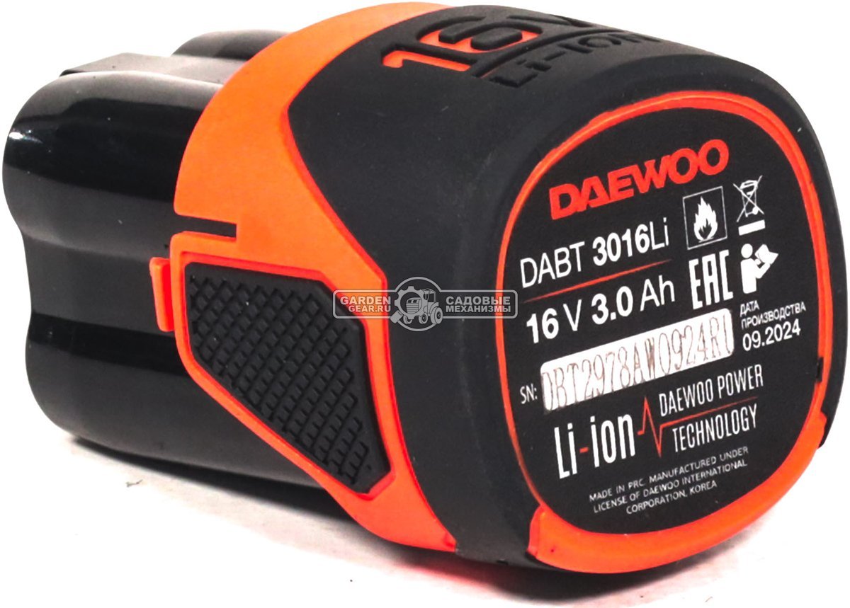 Аккумулятор Daewoo DABT 3016Li (PRC, Li-Ion, 16В, 3 А/ч, 0.3 кг)