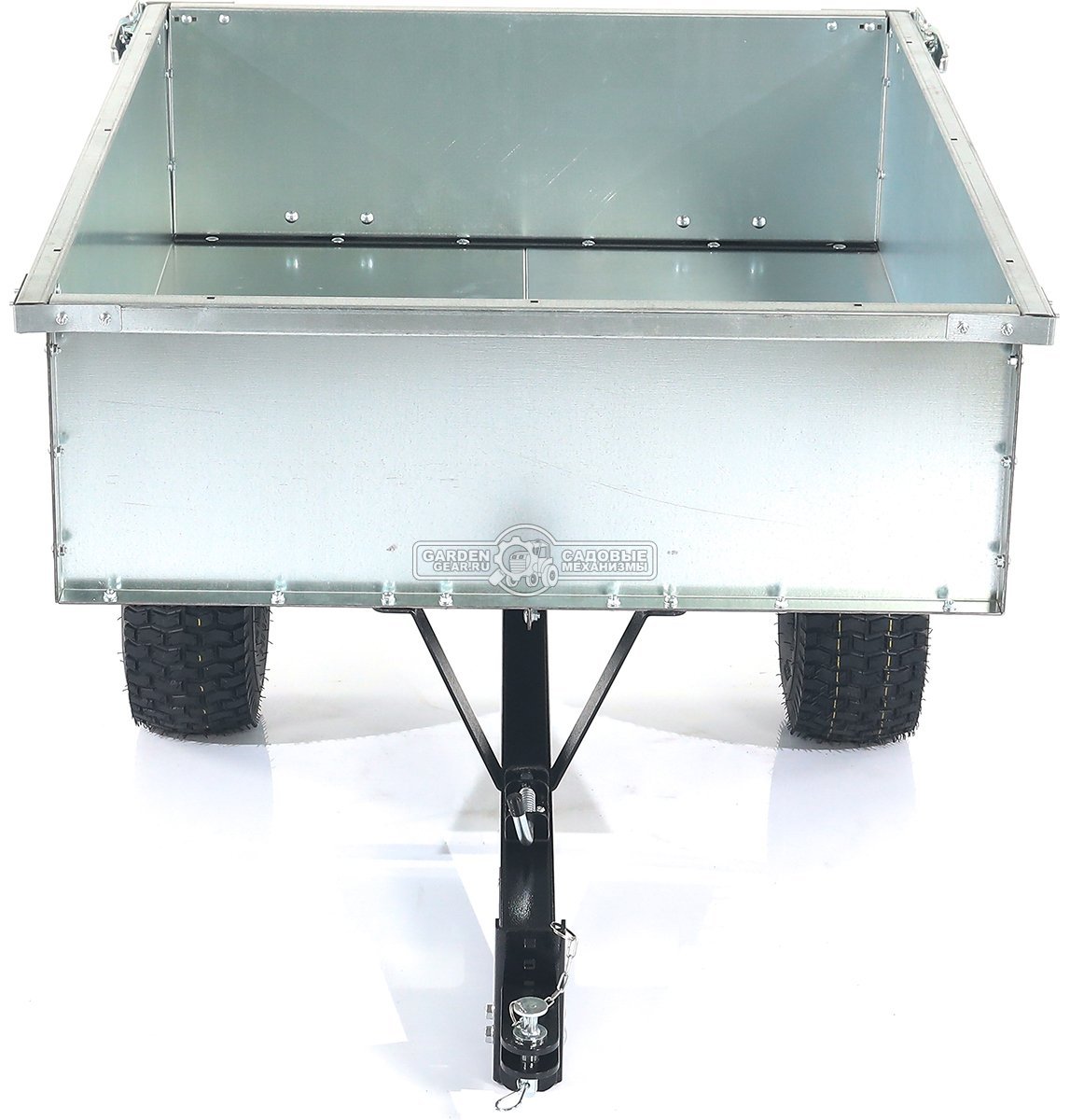 Тележка - прицеп ZimAni GT410x2 Stainless steel 500 для садовых тракторов, с механизмом опрокидывания (оцинкованной сталь, 500 кг)