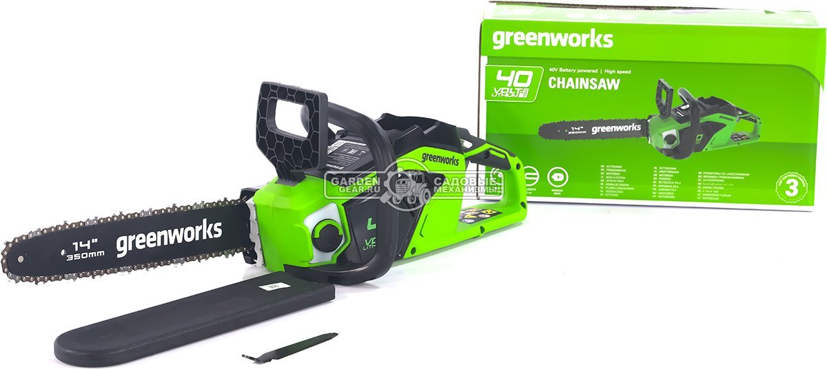 Пила аккумуляторная цепная GreenWorks GD40CS15 без АКБ и ЗУ (PRC, Li-ion 40В, беcщеточная, 14"/35 см, 5.0 кг)