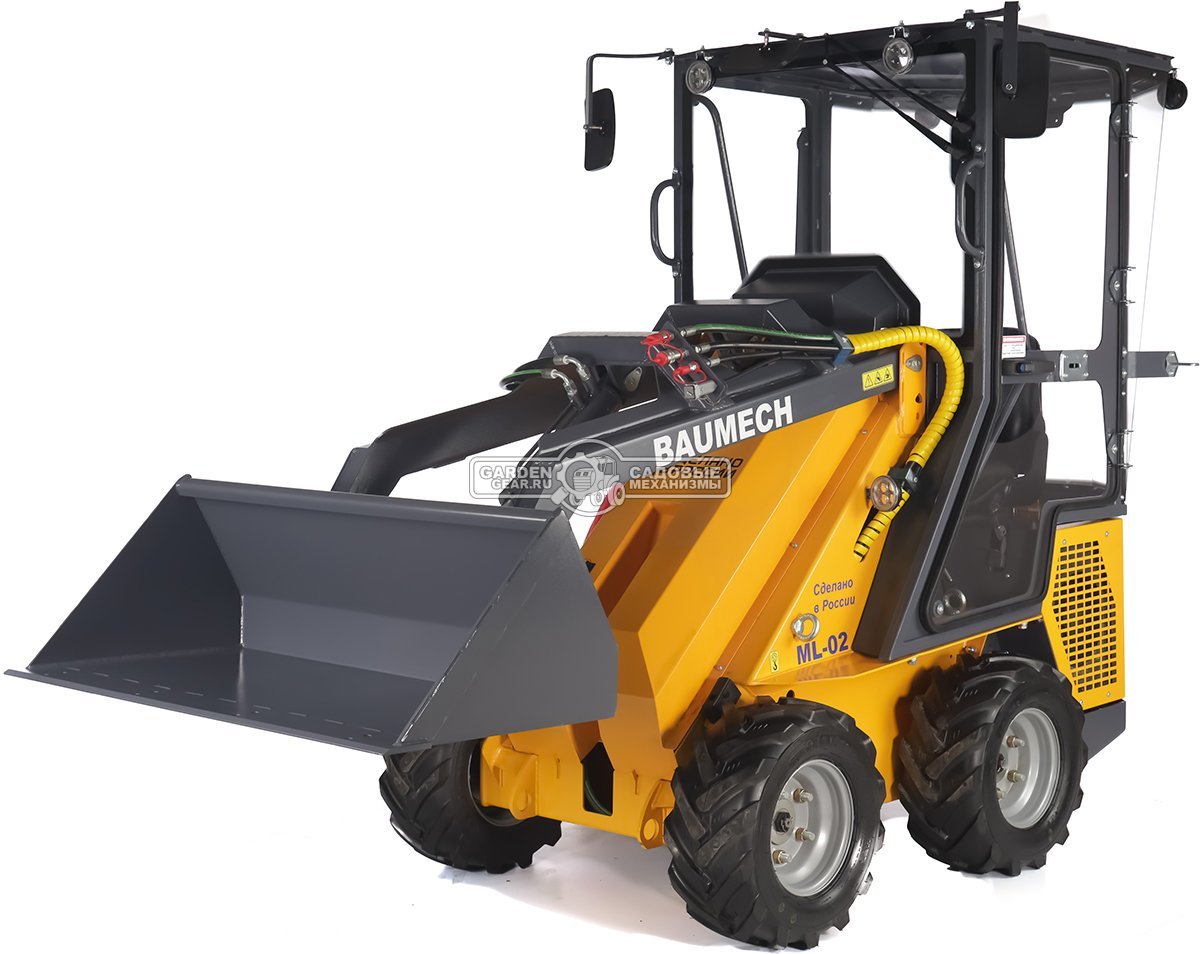 Универсальная машина мини-погрузчик Baumech ML-02 Pro с зимней кабиной + ковш универсальный 110 см., с двигателем Zongshen GB750 V-Twin