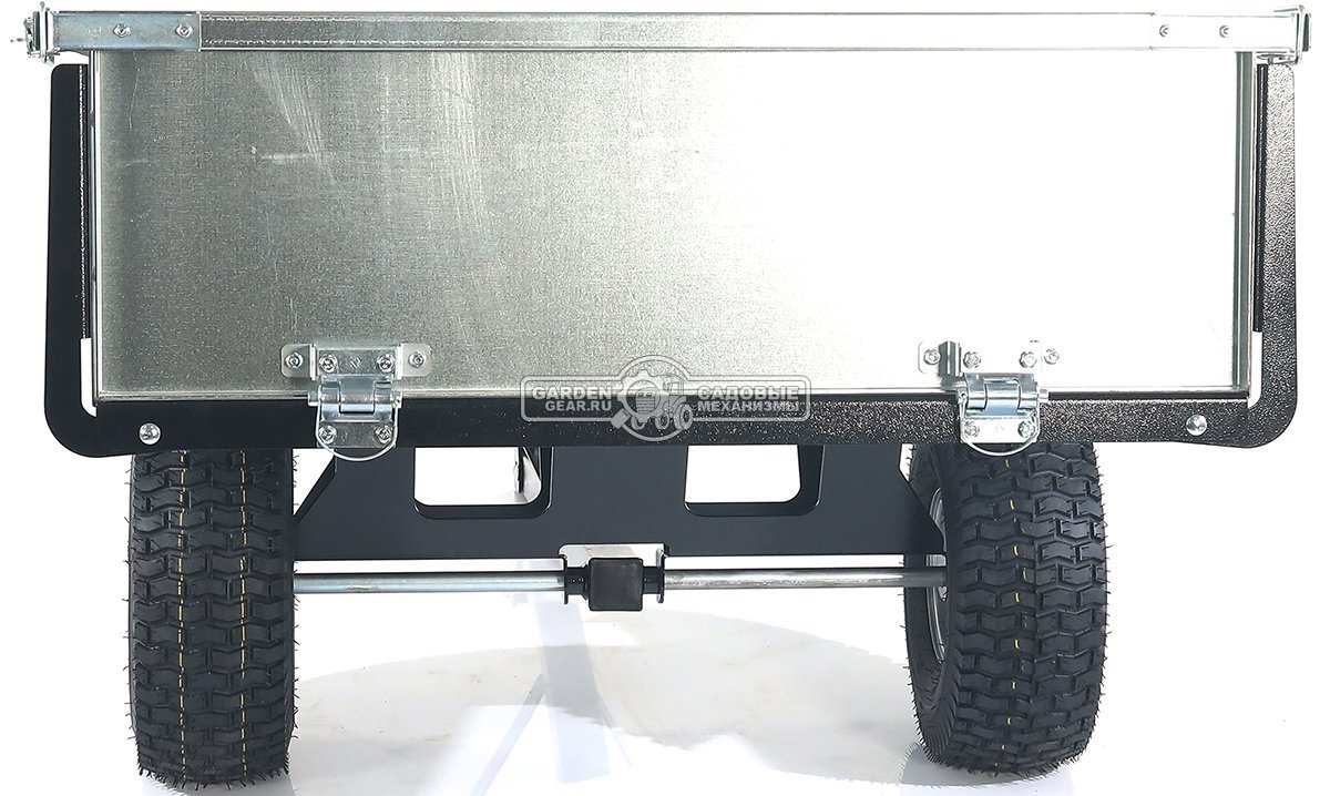 Тележка - прицеп ZimAni GT410x2 Stainless steel 500 для садовых тракторов, с механизмом опрокидывания (оцинкованной сталь, 500 кг)