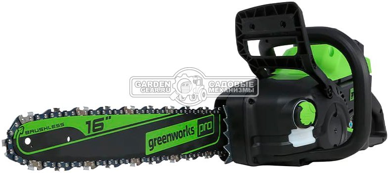 Пила аккумуляторная цепная GreenWorks GD60CS25 16" c АКБ 4 А/ч и ЗУ (PRC, BL 60В, 3/8"-1.3-56E, 4.7 кг)