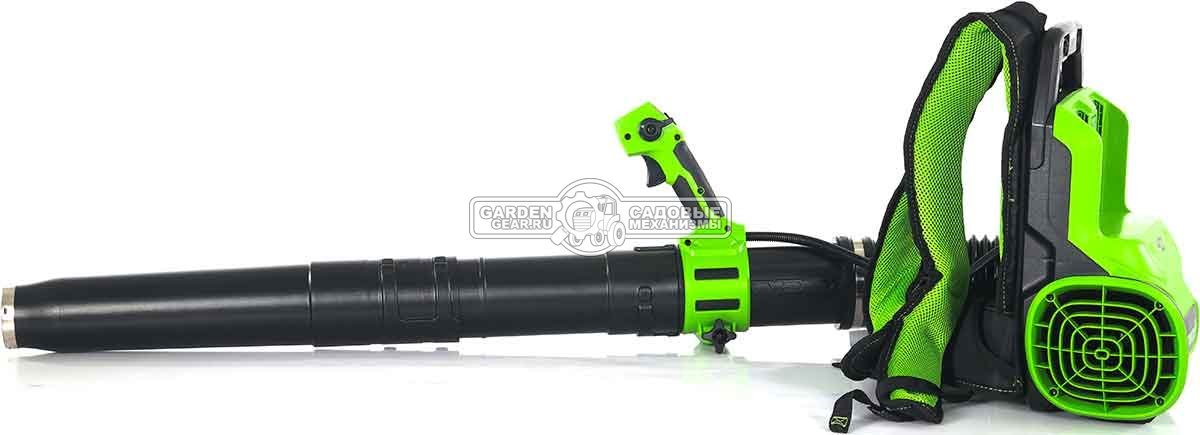 Воздуходувка аккумуляторная ранцевая GreenWorks АGD40BPG2 без АКБ и ЗУ (PRC, BL 40В, 281 км/ч, 20 м3\мин, Turbo режим)