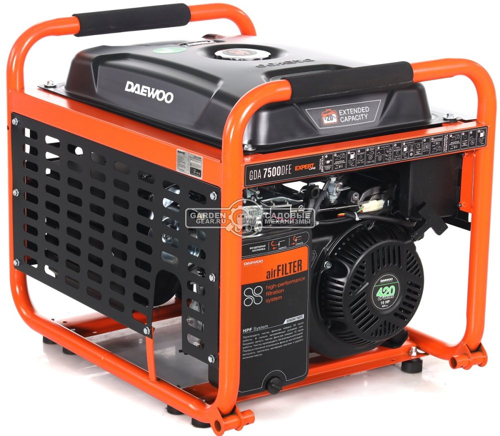 Двухтопливный генератор Daewoo GDA 7500 DFE сжиженный газ / бензин (PRC, Daewoo, 425 см3, 6,0/6,5 кВт, электростартер, разъем ATS, 30 л., 84,8 кг.)