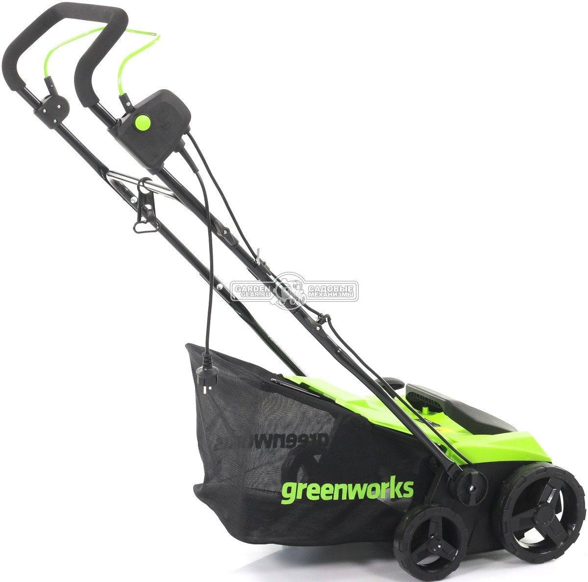 Вертикуттер - аэратор электрический GreenWorks GDT15 (PRC, 1500 Вт, 36 см., ножи + пружины, 45 л, 12.8 кг)