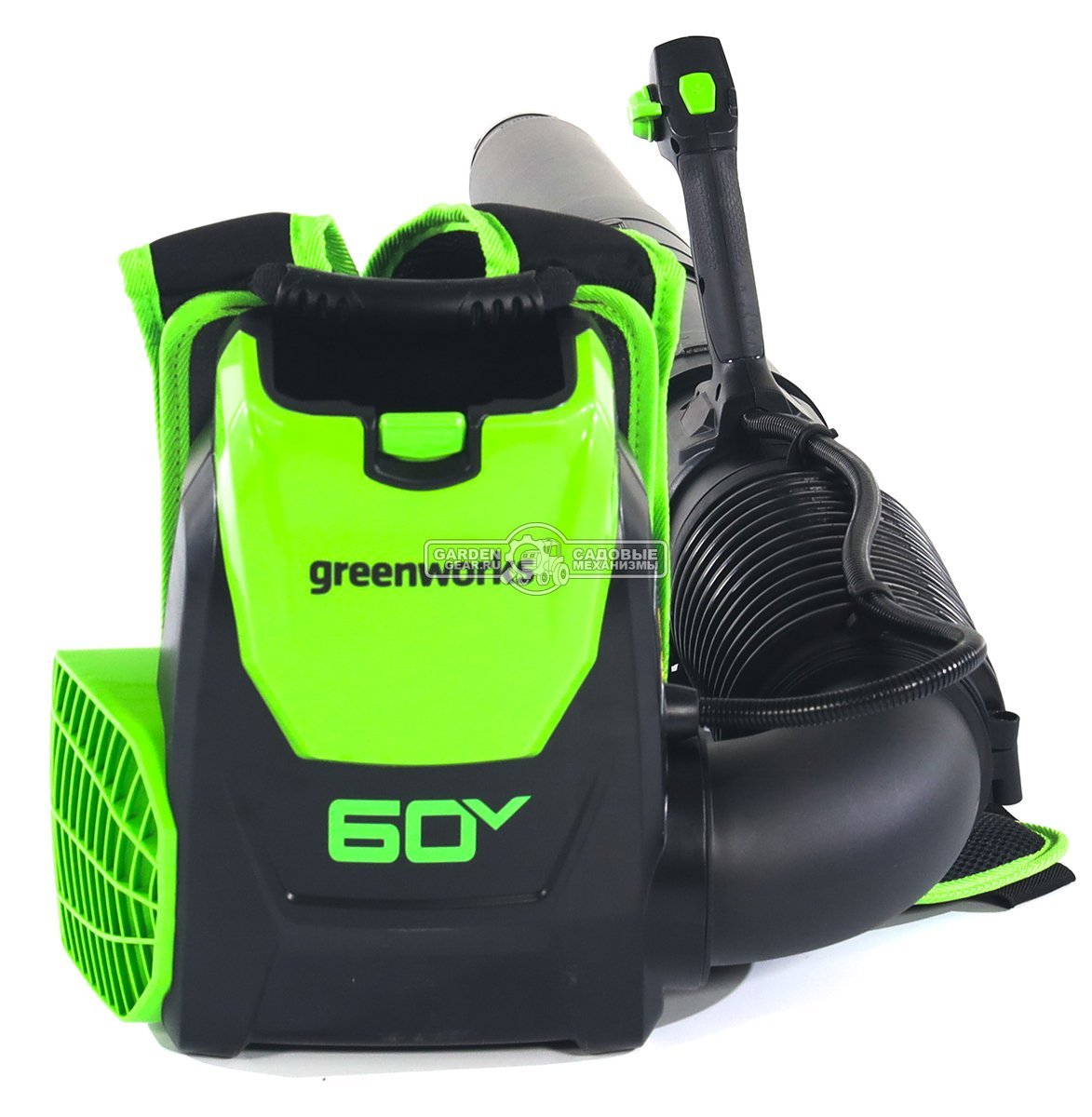 Воздуходувка аккумуляторная ранцевая GreenWorks GD60BPB без АКБ и ЗУ (PRC, BL 60В, 225 км/ч, 15 м3/мин, 3.8 кг)