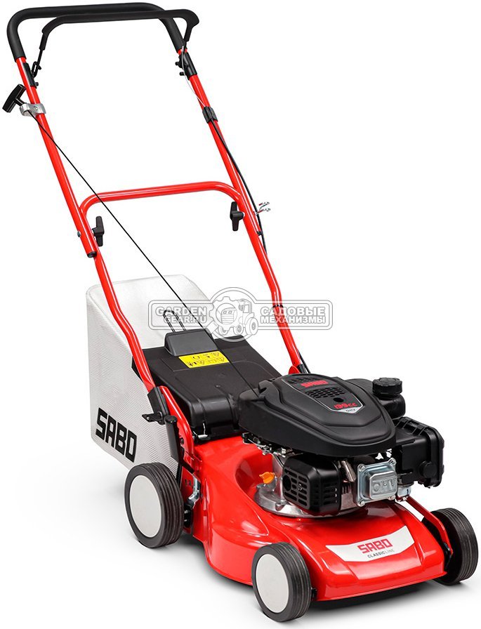 Газонокосилка бензиновая SABO 40-CLASSIC несамоходная (GER, 40 см., Sabo, 139 куб.см., сталь, травосборник 40 л., 24 кг.)