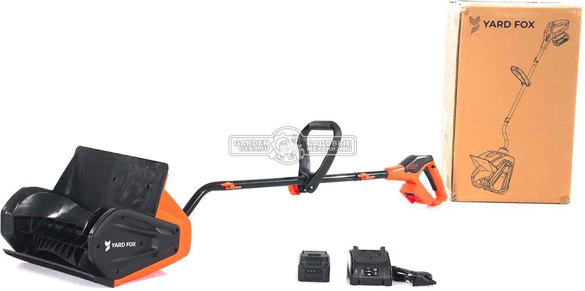 Снегоуборщик аккумуляторный / лопата Yard Fox 33E с АКБ 4 А/ч и ЗУ (PRC, BL 20В, ширина 33 см, 6 кг)