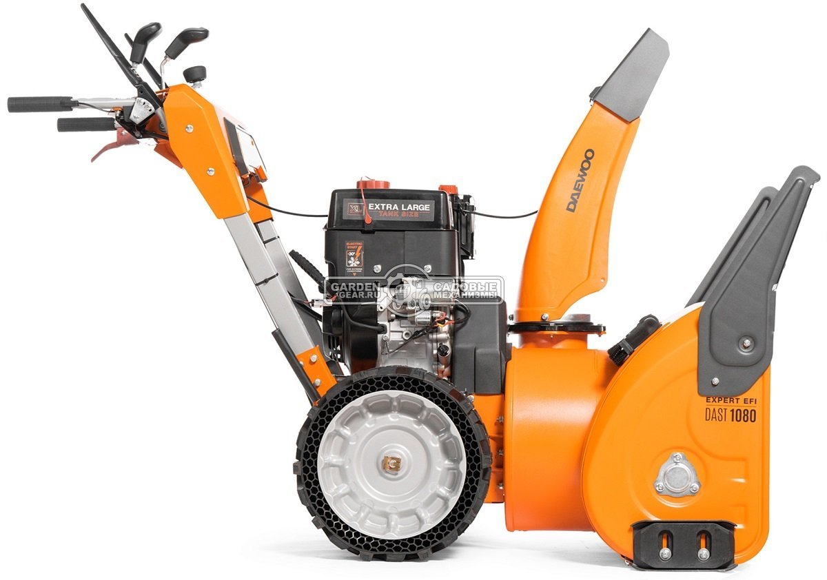 Снегоуборщик Daewoo DAST 1080 (EFI) (PRC, 77 см., Daewoo WXE350 EFI, 310 куб.см., запуск от аккумулятора, скорости 5/2, колеса EX-ICE, 124 кг.)
