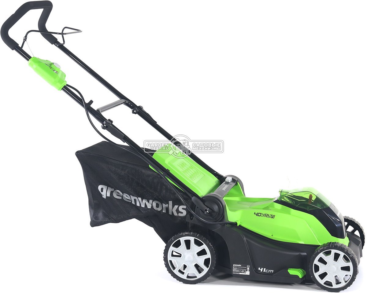 Газонокосилка аккумуляторная GreenWorks G40LM41 без АКБ и ЗУ (PRC, 40В, 41 см, пластик, мульчирование, 50 л, 18 кг, снята с производства)