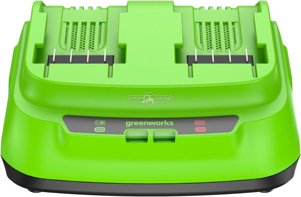 Зарядное устройство GreenWorks G24X2C8 ультрабыстрой зарядки двойное для аккумуляторов 24В (8А / 2х4А)