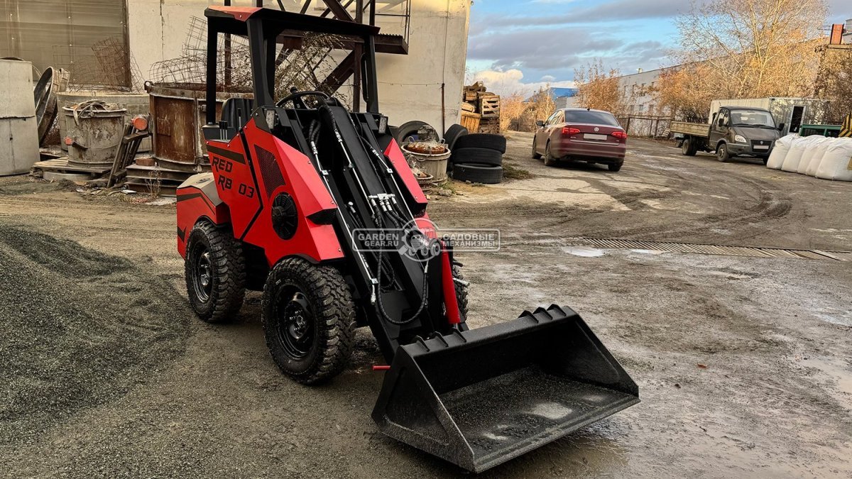 Мини-погрузчик шарнирно сочленённый RED RBF-03 Zongshen GB750EFI 30 л.с., грузоподъемность до 700 кг., ковш 150 л., 1270 кг.