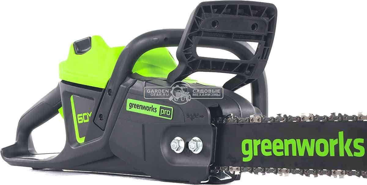 Пила аккумуляторная цепная GreenWorks GD60CS25 16" c АКБ 4 А/ч и ЗУ (PRC, BL 60В, 3/8"-1.3-56E, 4.7 кг)