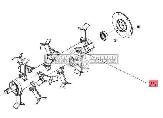 Цеповой вал SABO SAK10907 в сборе для 60-PRO F VARIO (вал 60 см, 16 пар Y-ножей) 