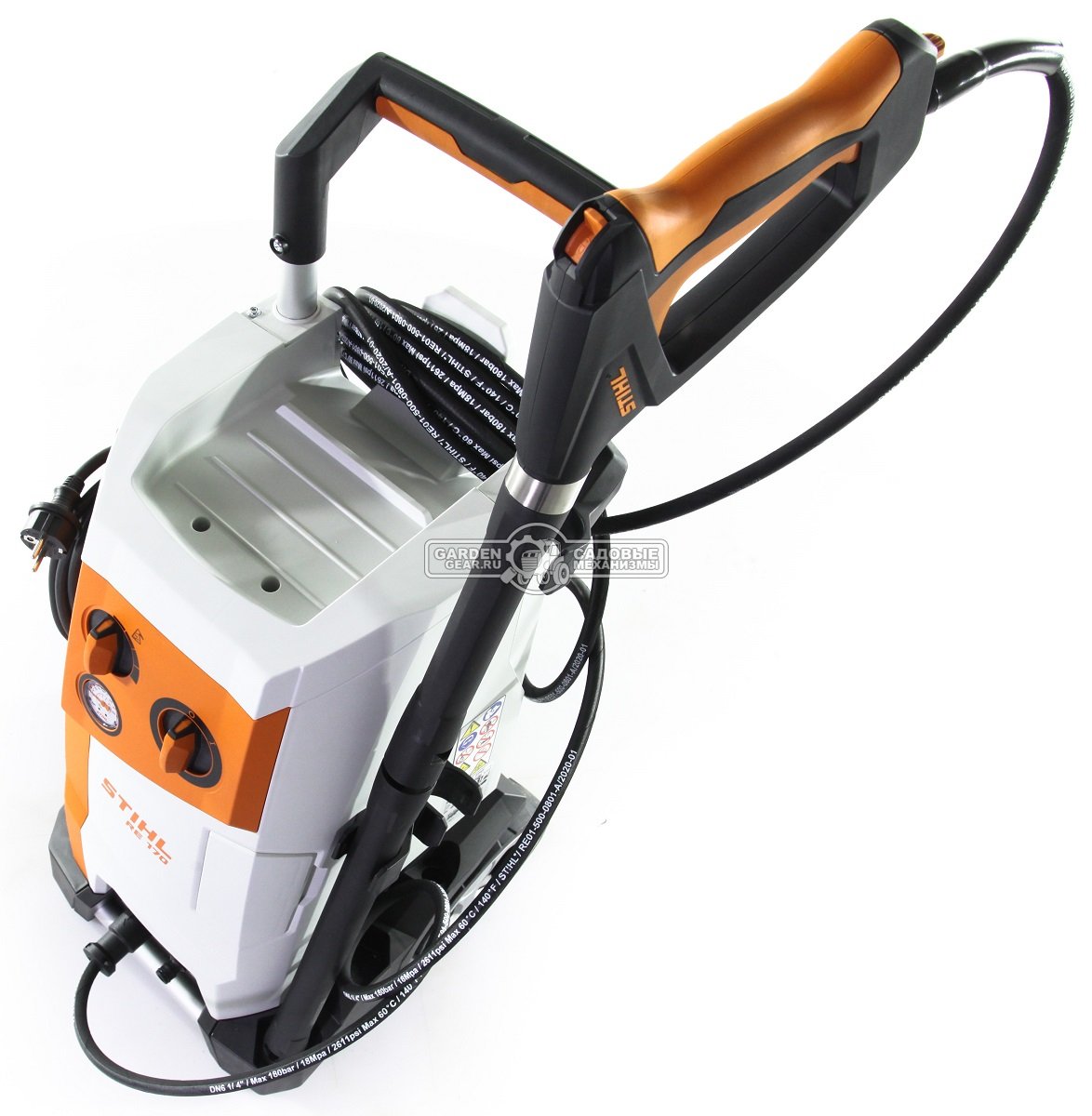 Мойка высокого давления Stihl RE 170 (PRC, 10-150/180 Бар, 570/650 л/ч, латунные клапана, шланг 9 м, 31 кг.)