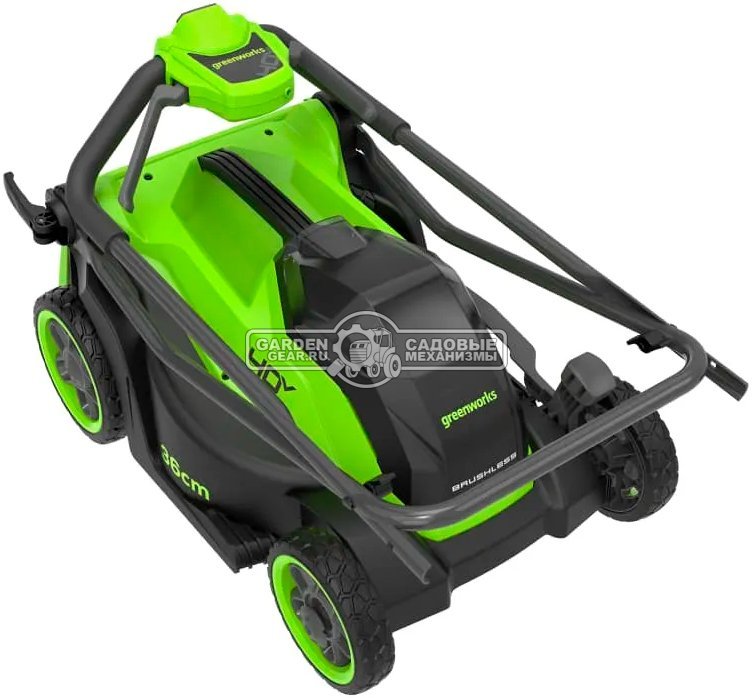 Газонокосилка аккумуляторная GreenWorks GD40LM361 с АКБ 4 А/ч и ЗУ (PRC, BL 40В, 36 см, пластик, мульчирование, 40 л, 13 кг)